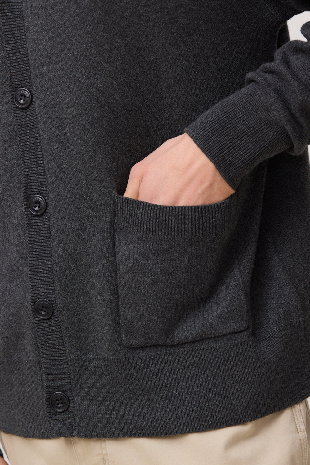 DARK GREY MELANGE NAME CARDIGAN