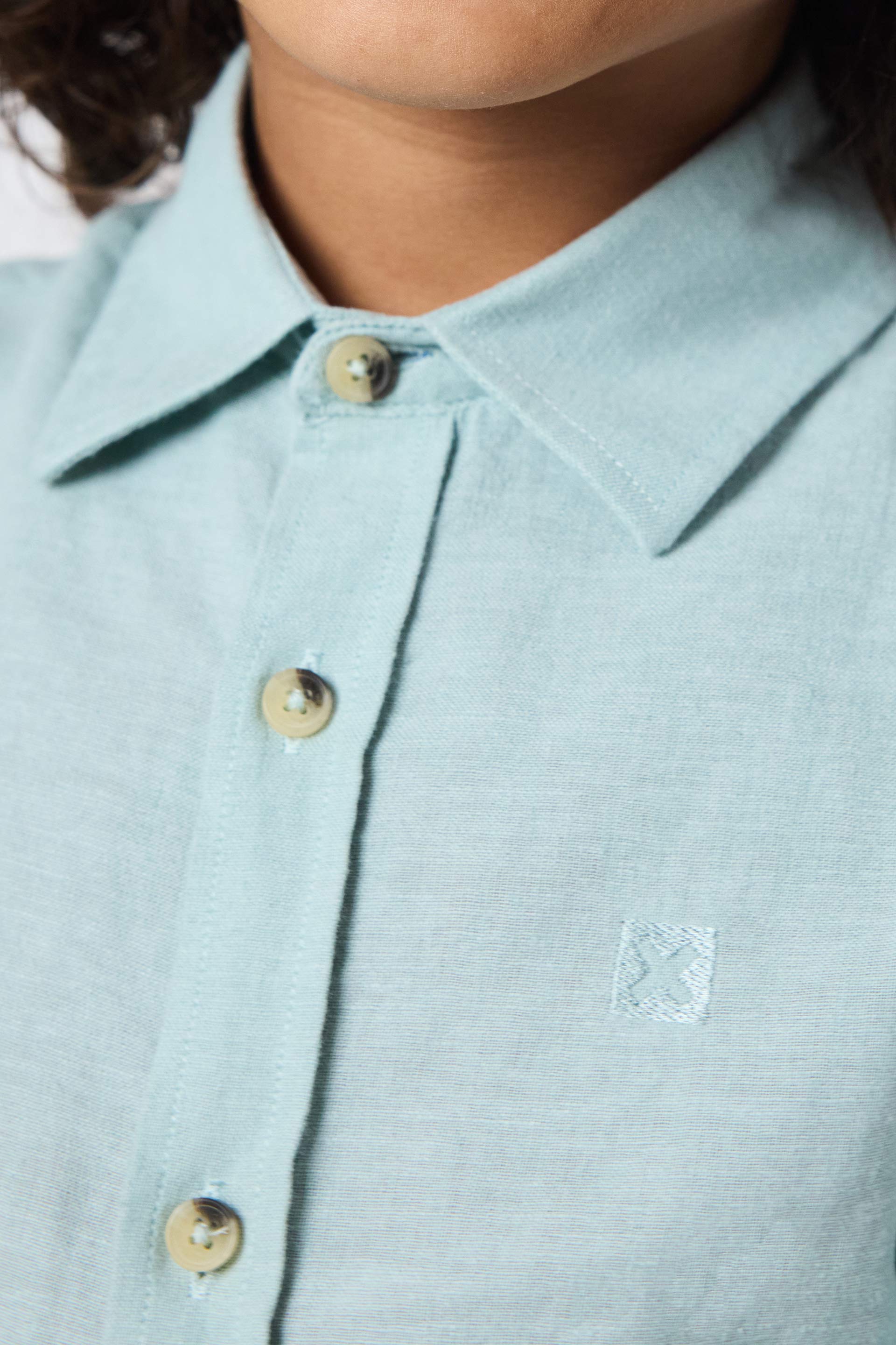 GREEN LINEN KIDS SHIRT