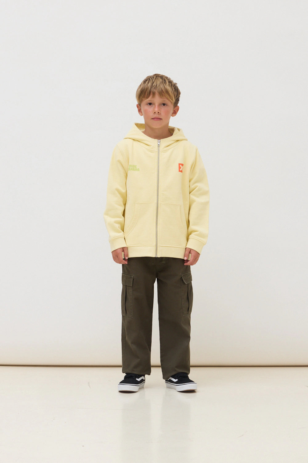 LIGHT YELLOW TRAIL KIDS FULL ZIP HOODIE