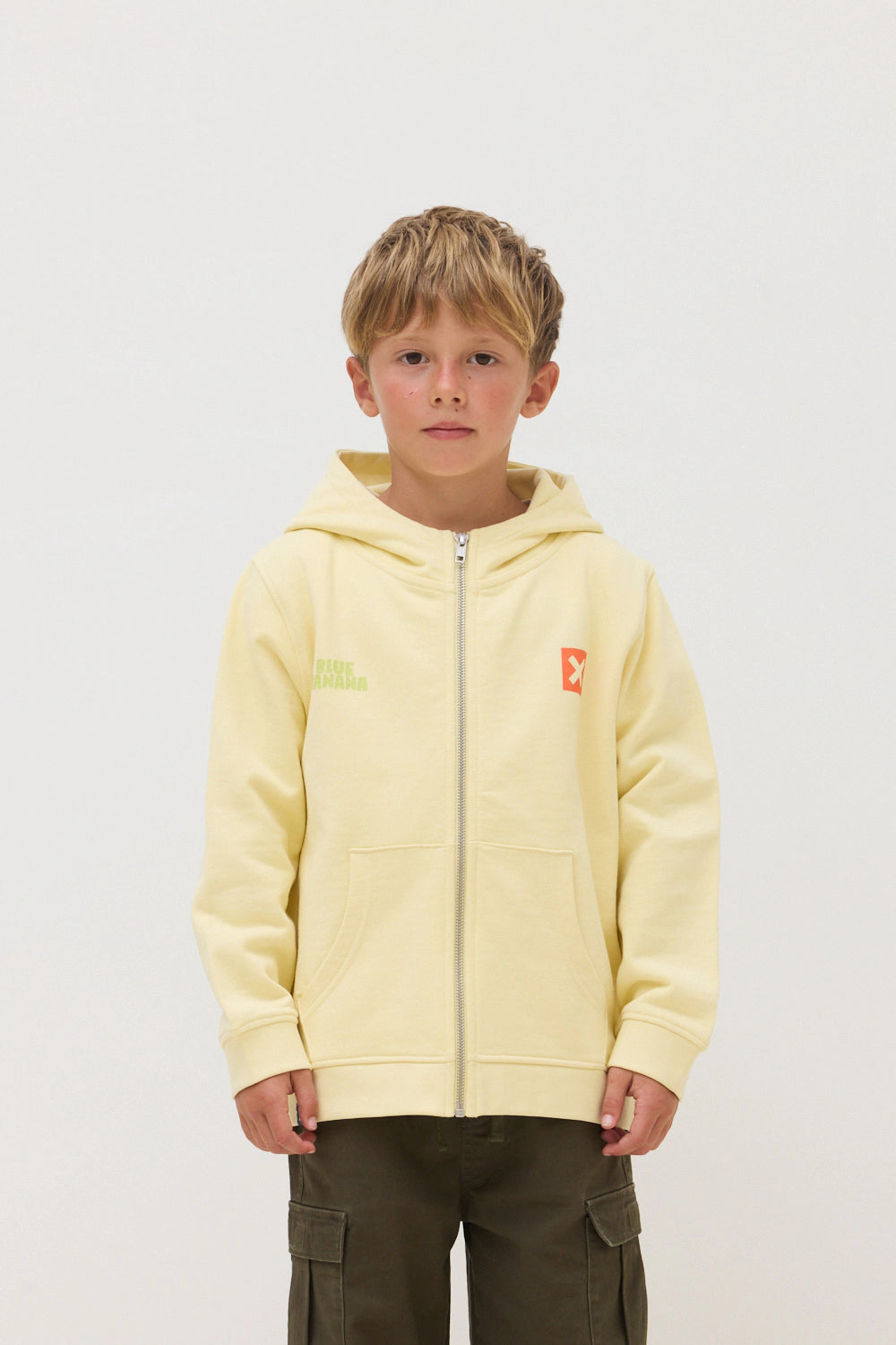 LIGHT YELLOW TRAIL KIDS FULL ZIP HOODIE