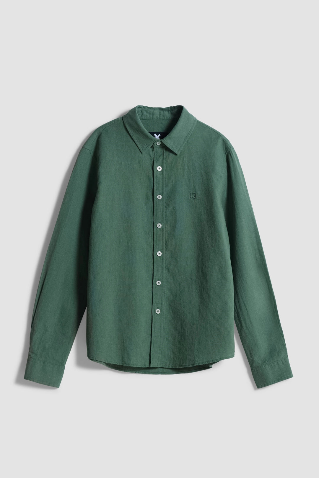 PINE GREEN LINEN KIDS SHIRT