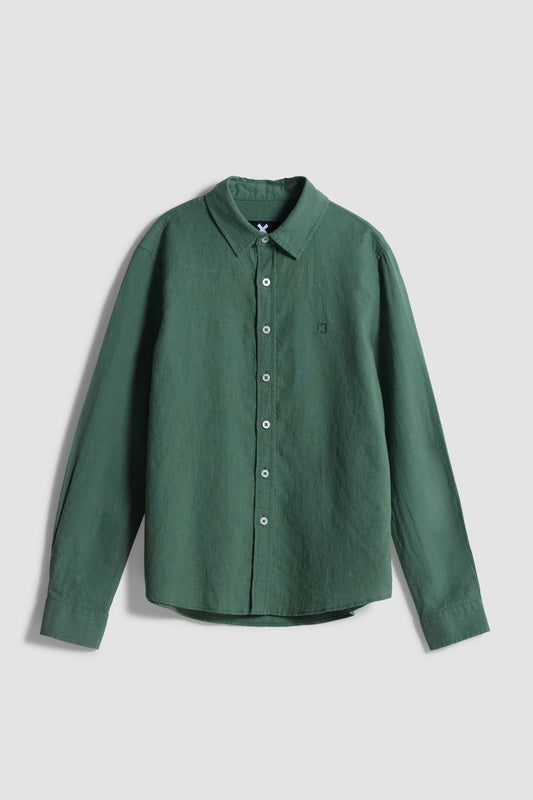 PINE GREEN LINEN KIDS SHIRT