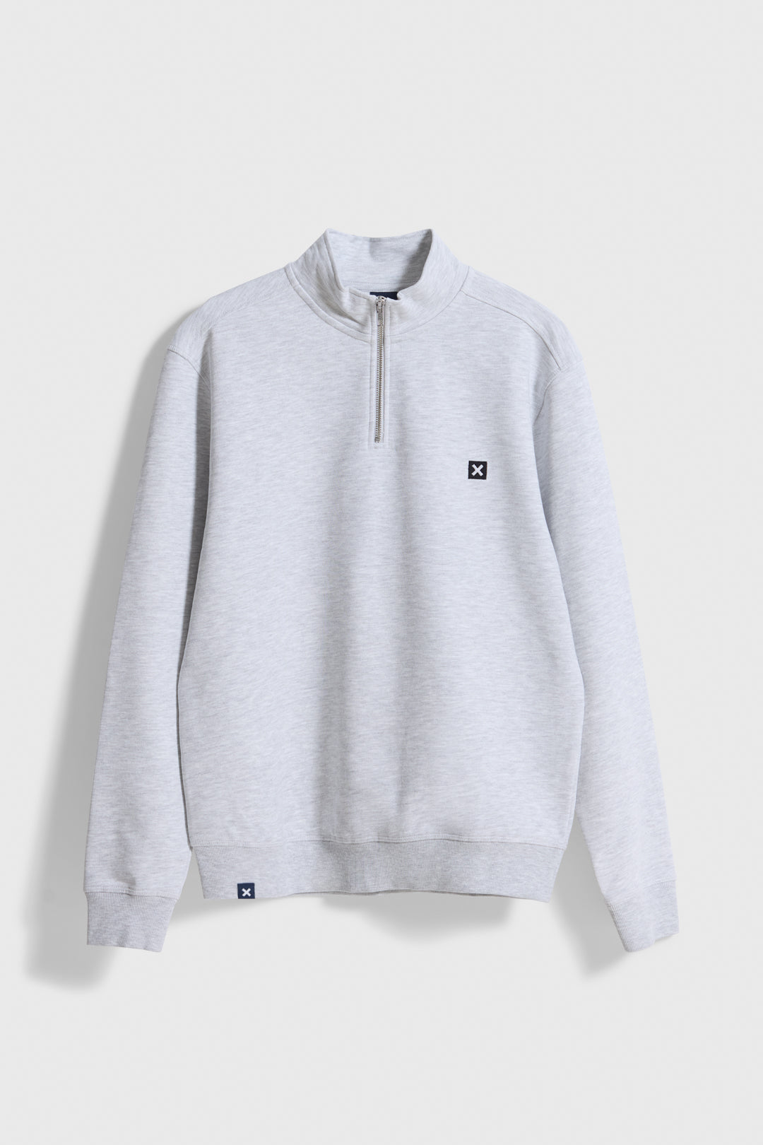 LIGHT GREY MELANGE LOGO HALF ZIP CREW