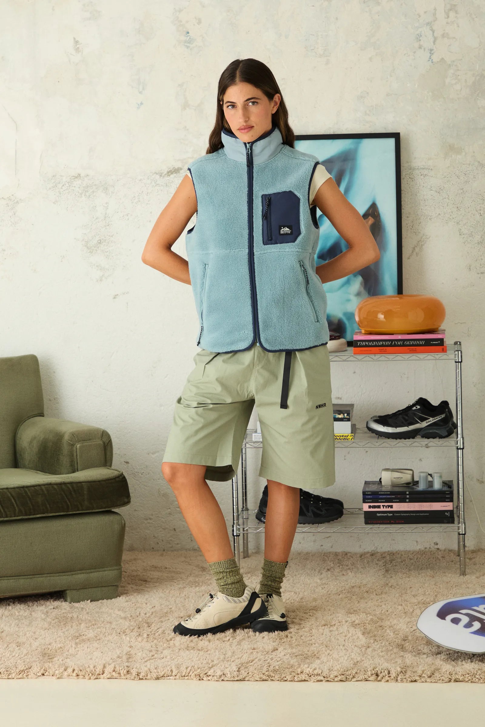 PACK CHALECO FLEECE ROPE MENTA + CAMISETA MANGA LARGA CLASSIC IMPERIAL BLUE