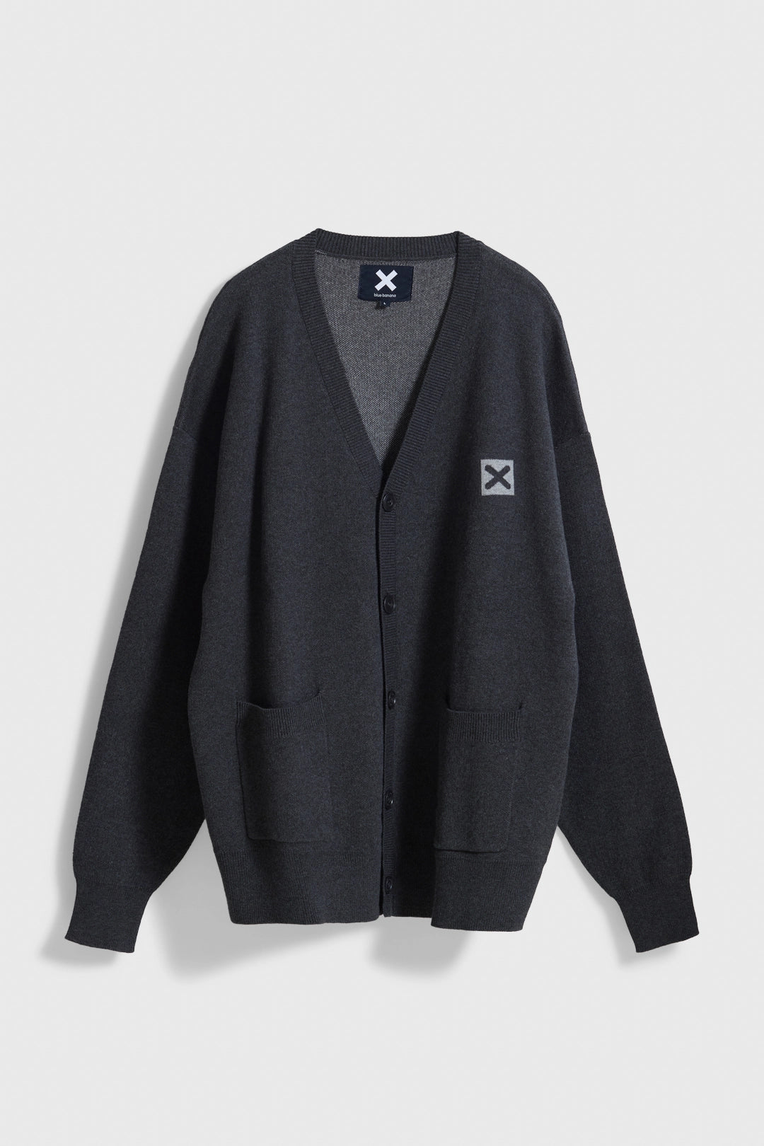 DARK GREY MELANGE NAME CARDIGAN