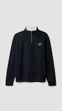NAVY BANK HALF ZIP CREW