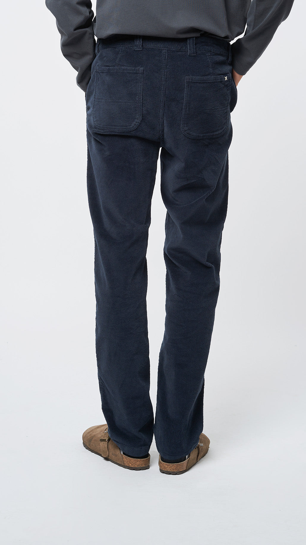 NAVY CORDUROY STRAIGHT PANTS