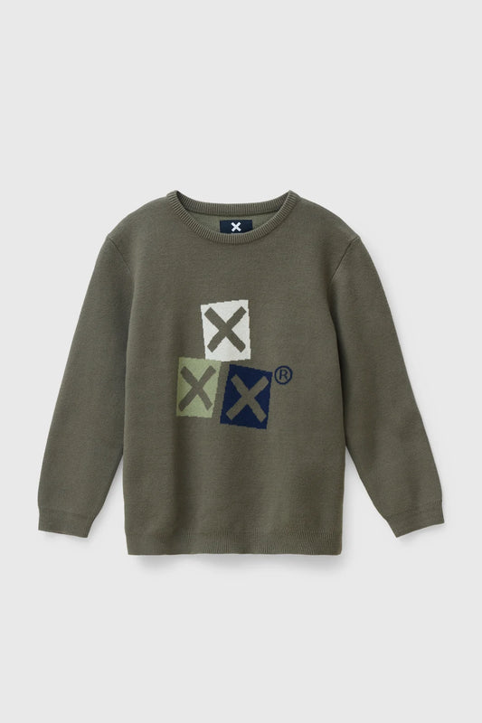 OLIVE GREEN GRAVITY KIDS KNITTED SWEATER