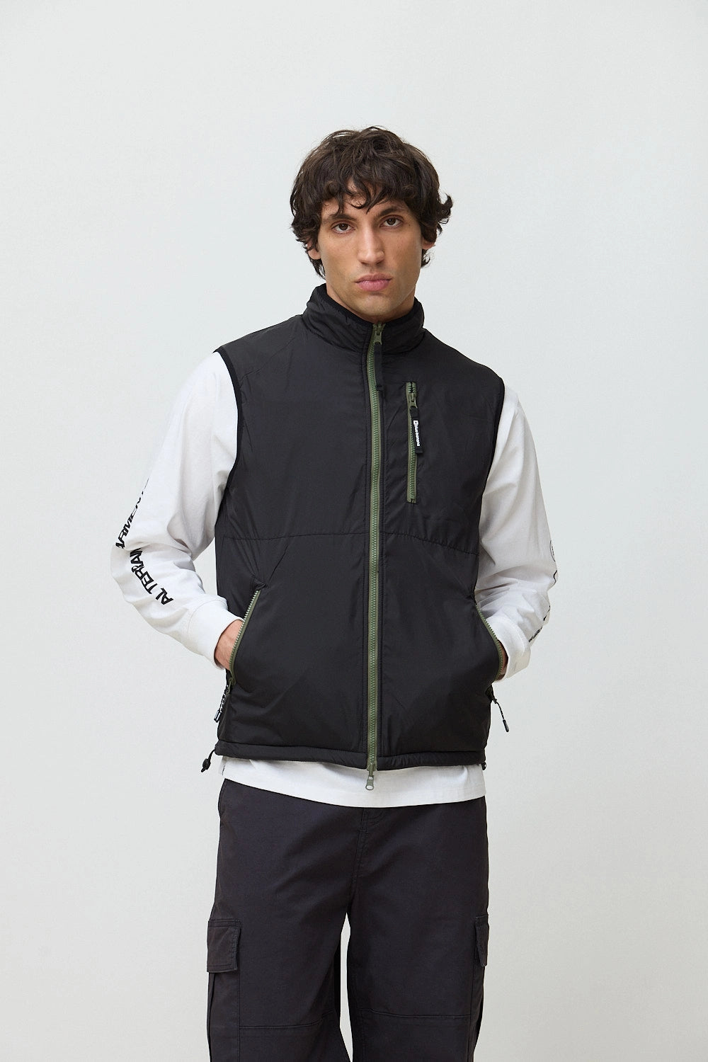 OLIVE GREEN ROPE FLEECE VEST