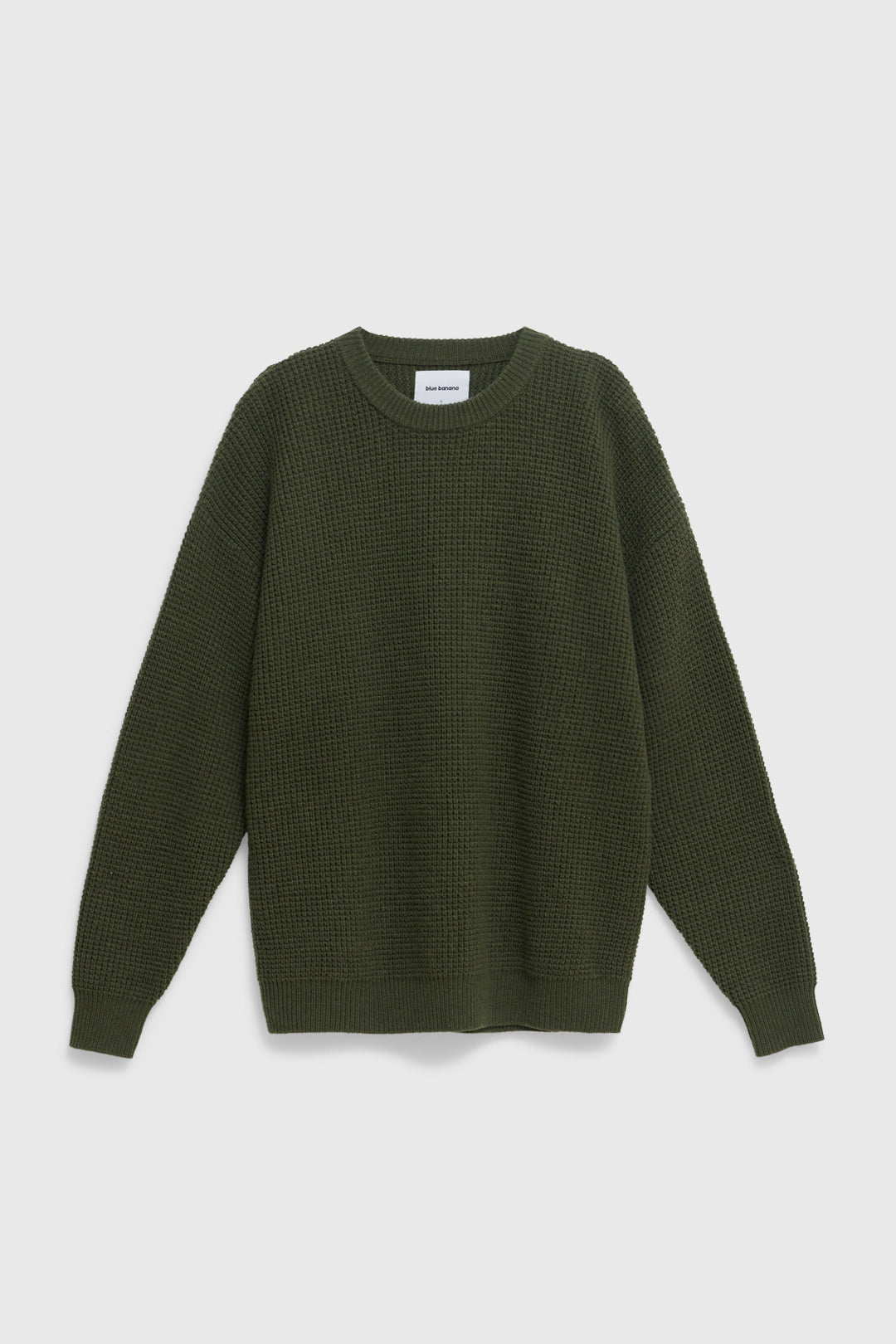 OLIVE GREEN WAFFLE KNITTED SWEATER