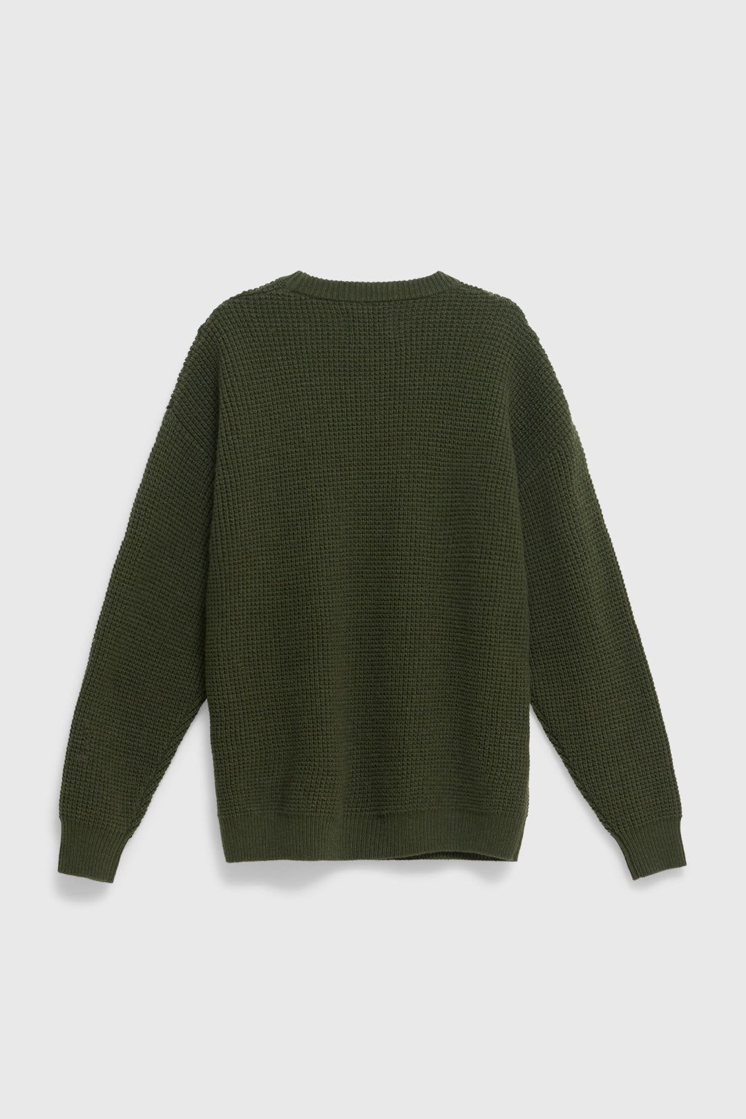 OLIVE GREEN WAFFLE KNITTED SWEATER